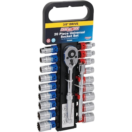 Channellock Standard/Metric 3/8 In. Drive Universal Ratchet & Socket Set 20-Piece 302965
